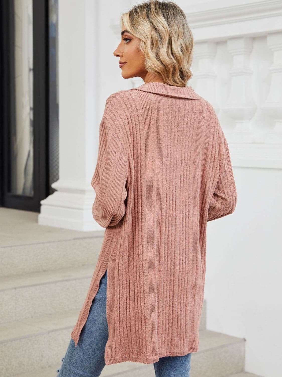 Sheer slit long sleeve t-shirt