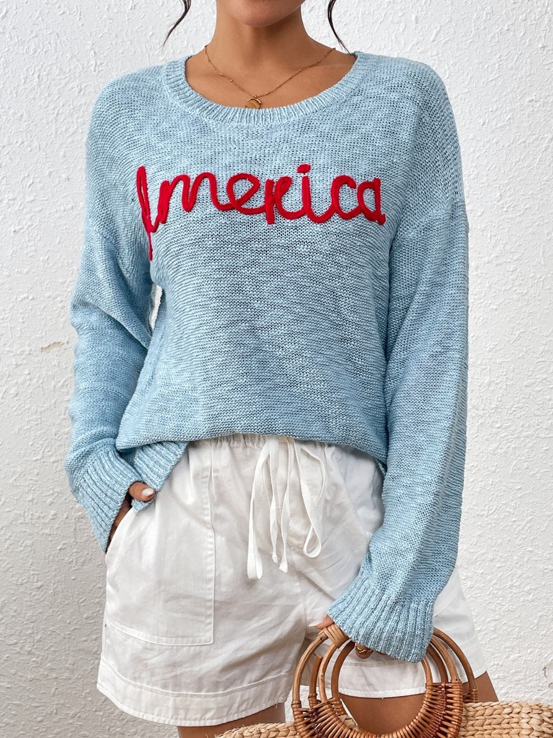 Cozy Lettered Long Sleeve Knit Sweater