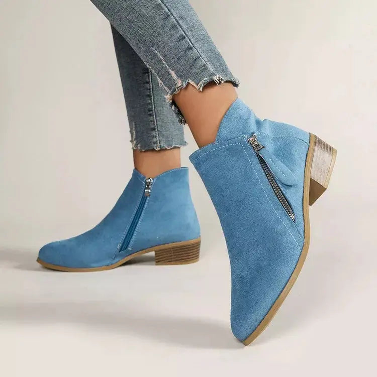 Point Toe Block Heels Boots Simply Love