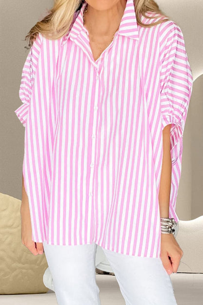 Striped Collared Neck Half Sleeve Shirt.