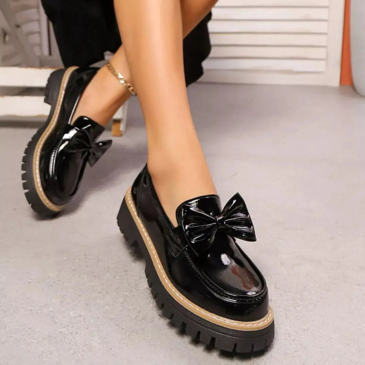 Bow Decor Chunky Loafers Simply Love