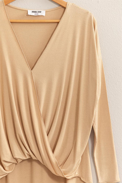 HYFVE Draped Drop Shoulder Long Sleeve Top.