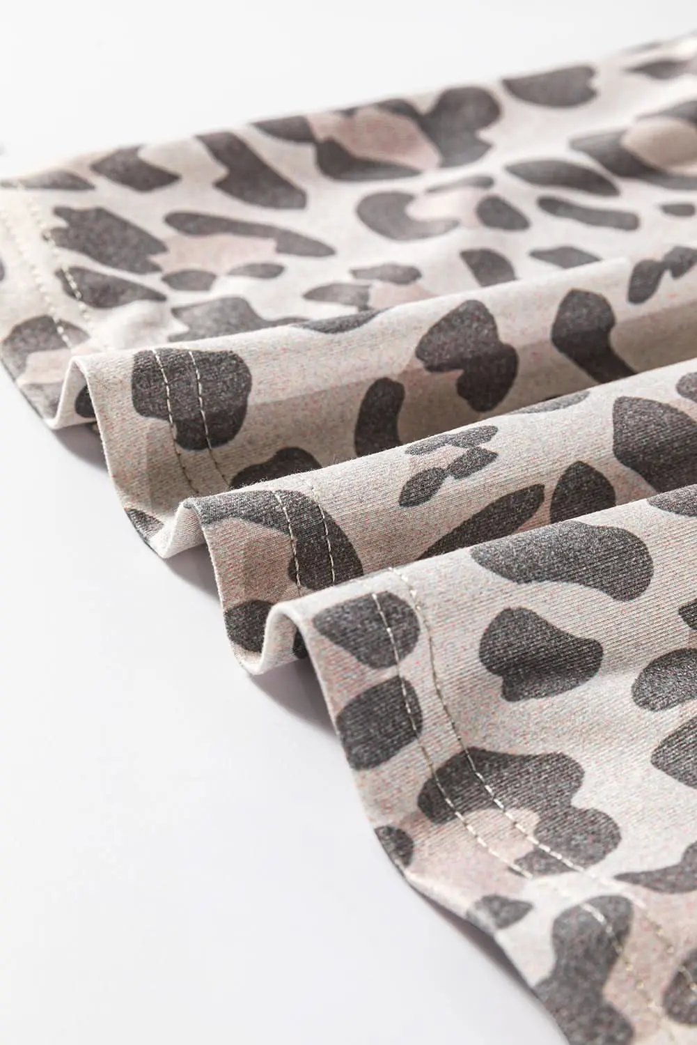 Gray Leopard Print V Neck Loose Fit Mini Dress - Love Salve 