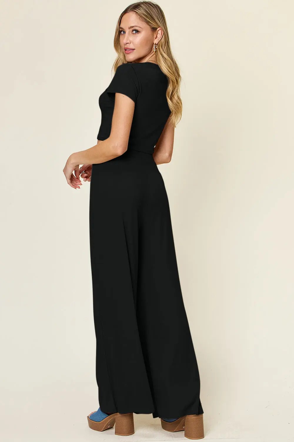 Double Take: Round Neck Top & Pants Set - Love Salve