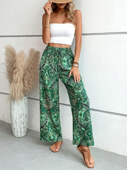 Printed Wide Leg Pants.