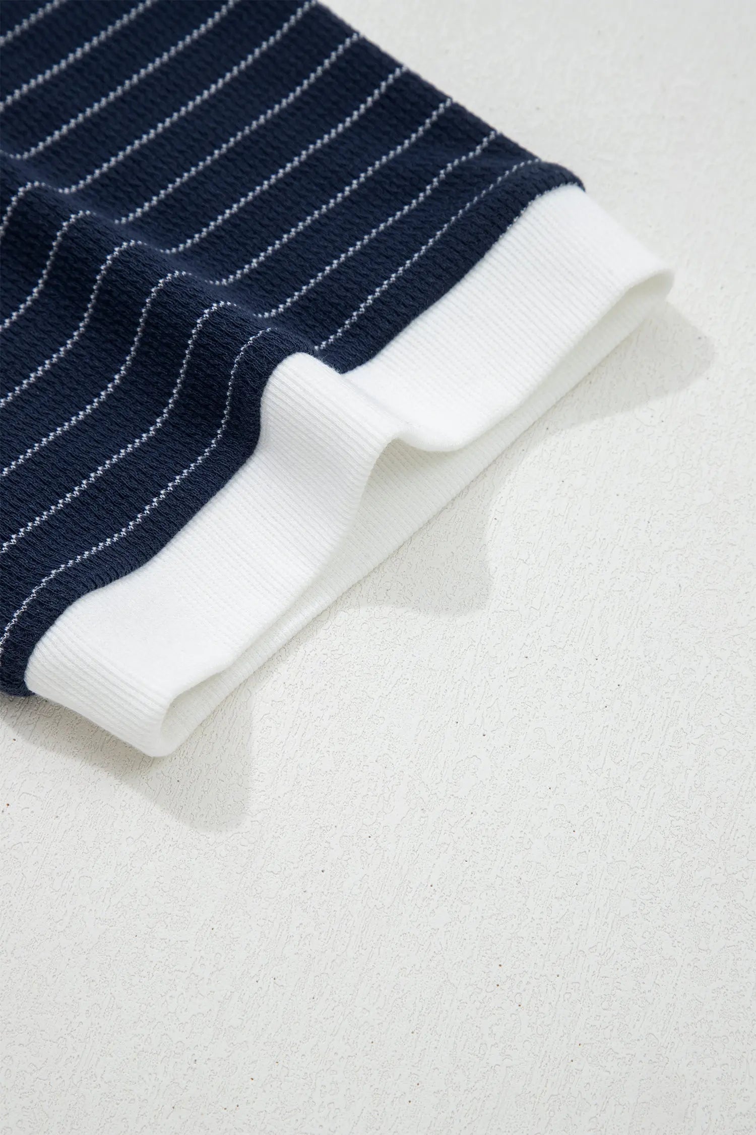 Blue Stripe Plus Size Ribbed T Shirt With Contrast Trim Dear-Lover Dropshipping