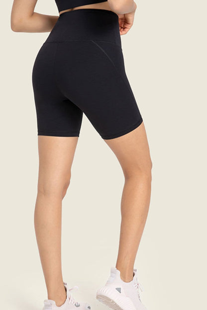 Seamless High-Rise Wide Waistband Biker Shorts.