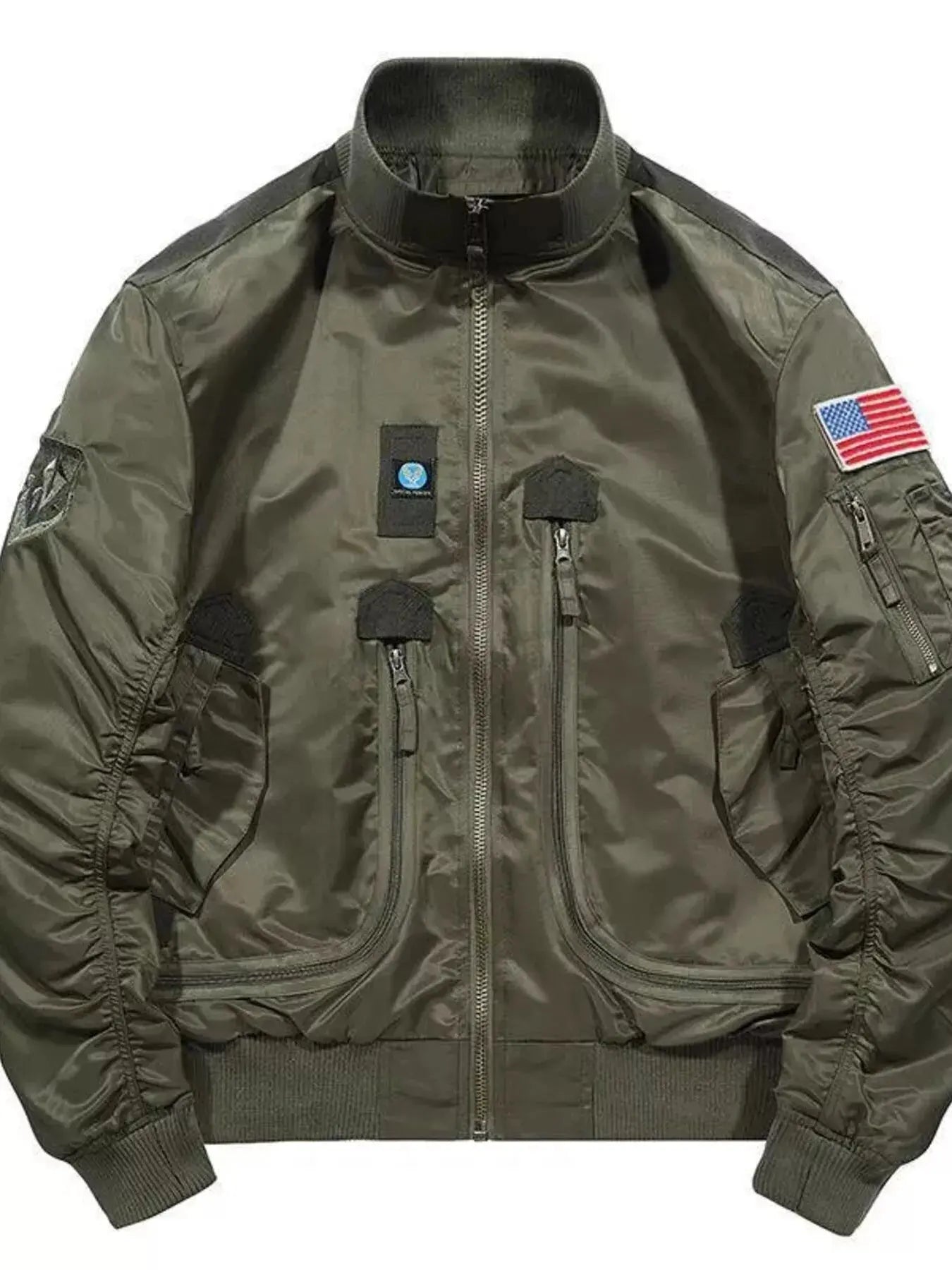 Men's Plus Size Zip Up Bomber Jacket with Multiple Pockets Simply Love