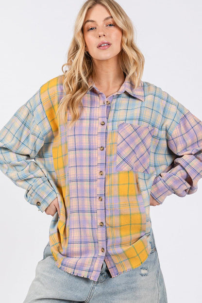 Trendy raw hem plaid flannel shirt by SAGE + FIG