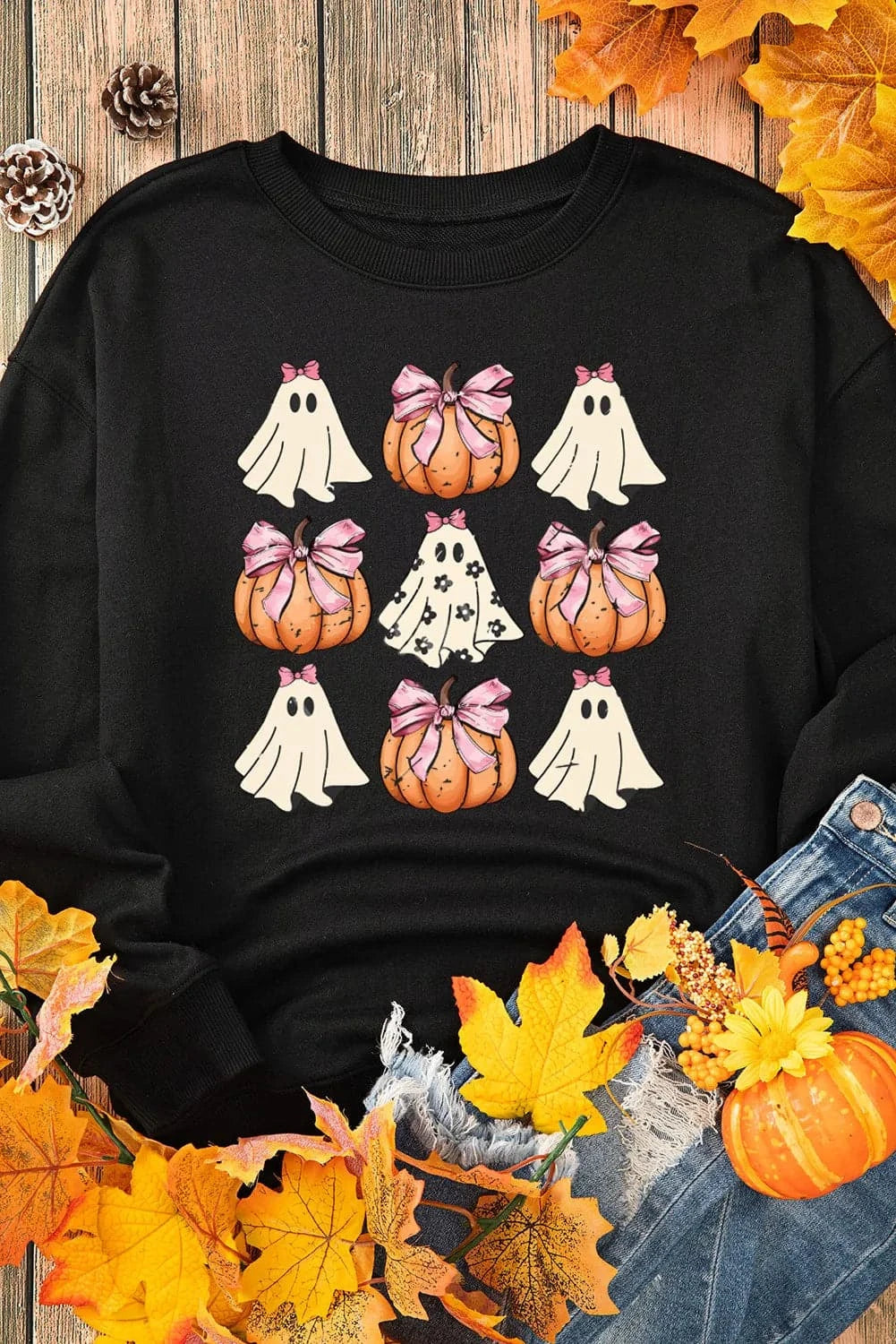 Pumpkin & Ghost Round Neck Long Sleeve SweatshirtFeatures: Basic style
Sheer: Opaque
Stretch: No stretch
Material composition: 50% polyester, 50% cotton
Care instructions: Machine wash cold. Tumble dry low.
ImporteLove Salve Pumpkin & Ghost Round Neck Long Sleeve SweatshirtSweatshirts & Hoodies