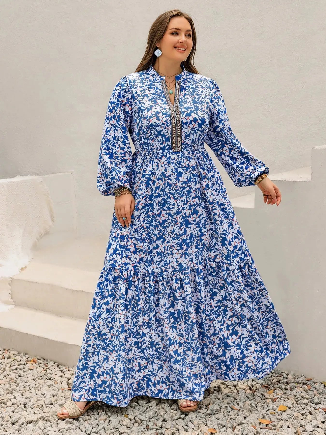 Plus Size Floral Print Bohemian Maxi Dress Simply Love