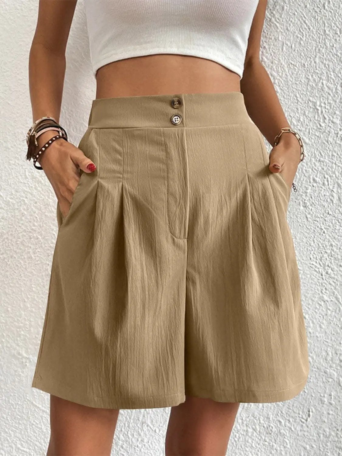 High-waisted pocket shorts for women - Love Salve 
