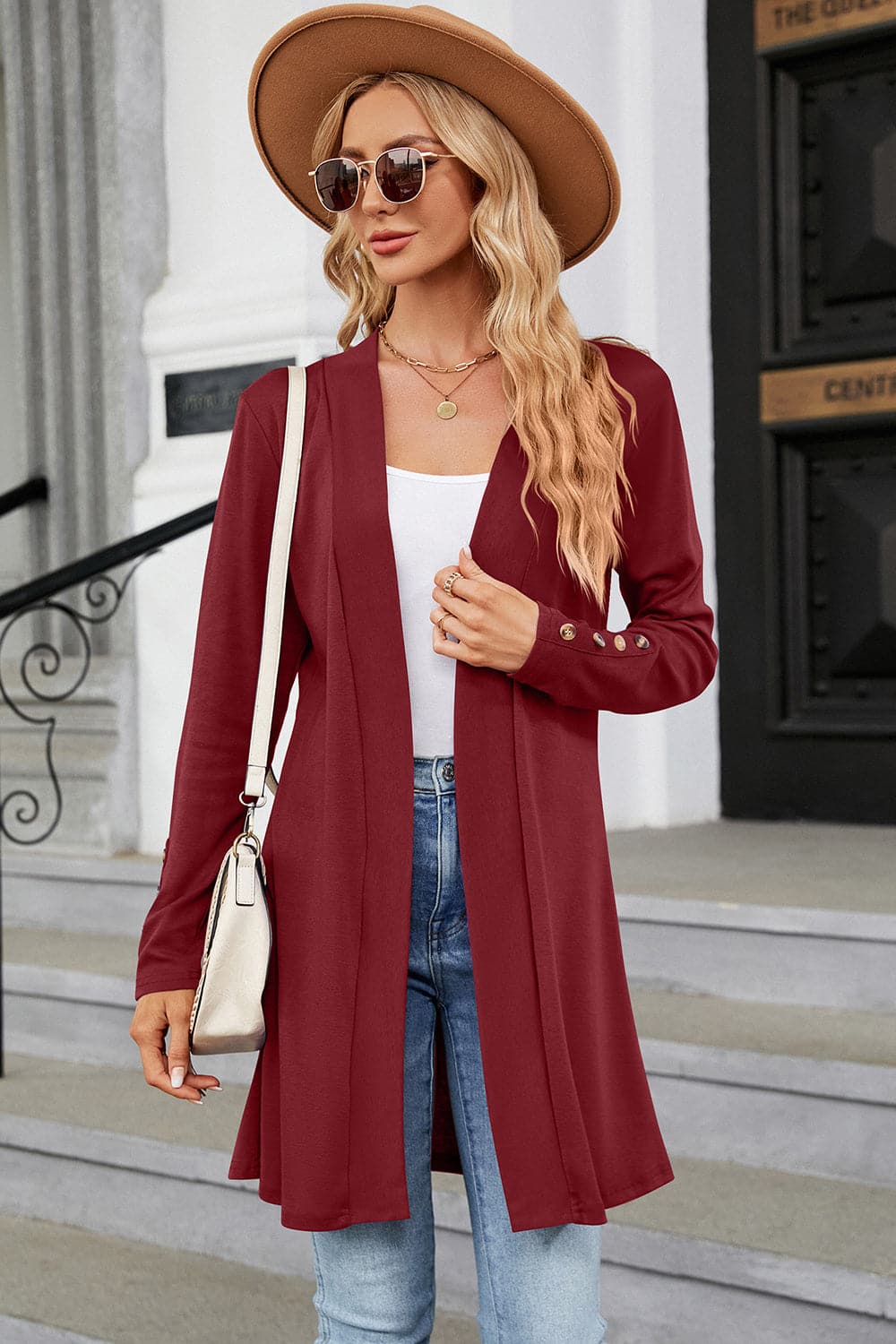 Open Front Long Sleeve Cardigan.