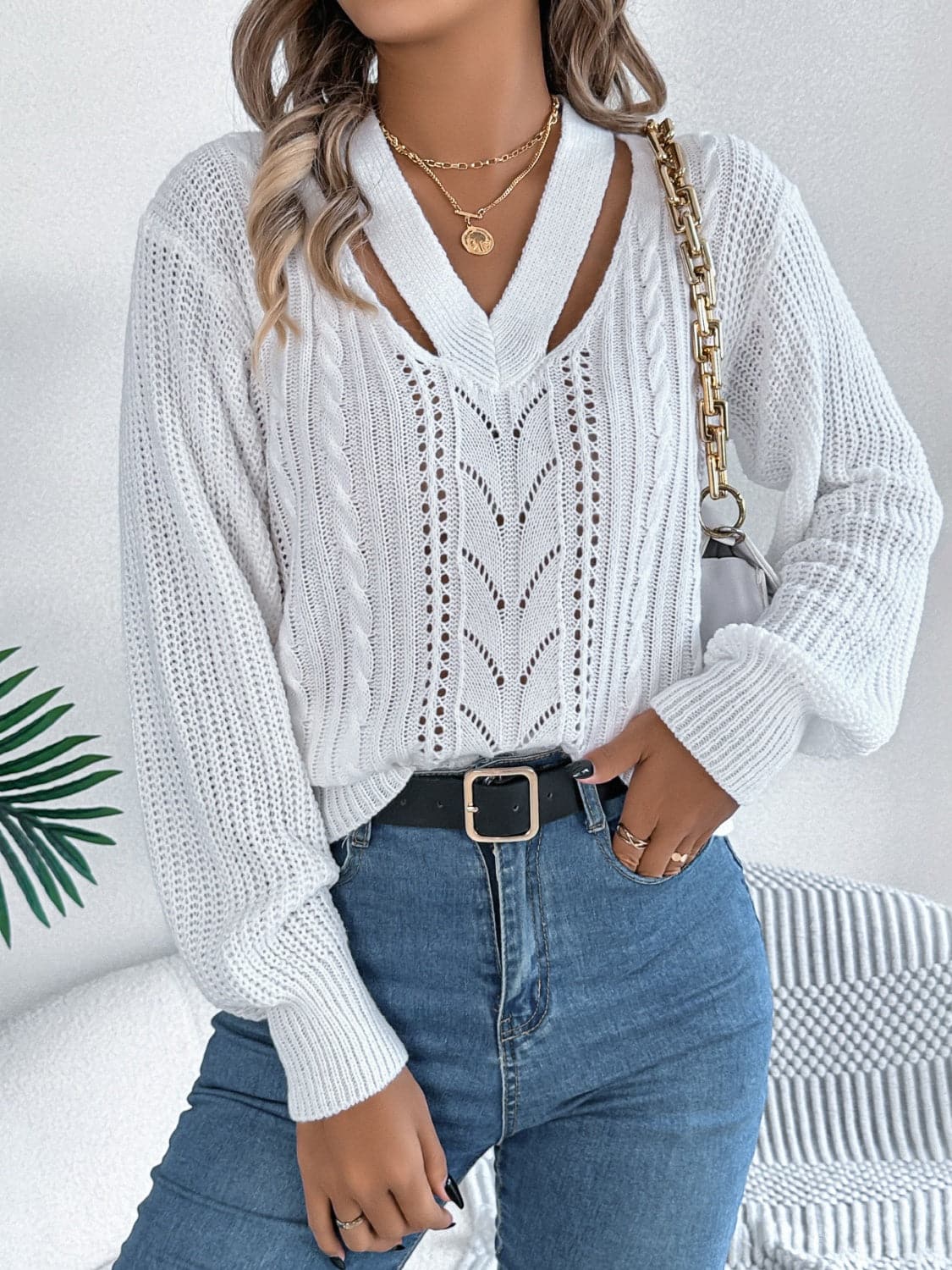 Chic v-neck long sleeve top