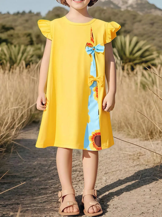 Children's Sunflower Ruffle Cap Sleeve Dress Simply Love