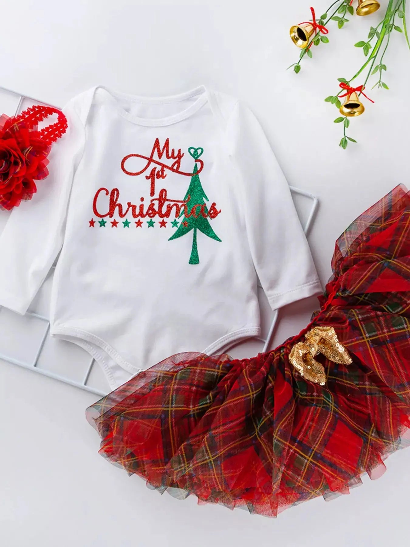 Children's Christmas Santa Baby Outfit Set with Headband Simply Love