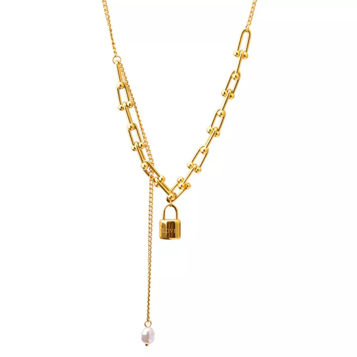 18K Gold-Plated Lock Pendant Necklace Simply Love