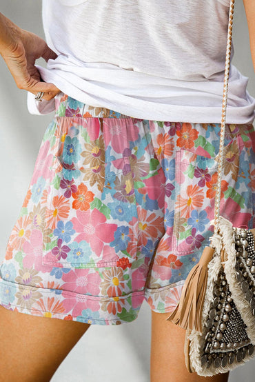 Drawstring Printed Shorts with Pockets.