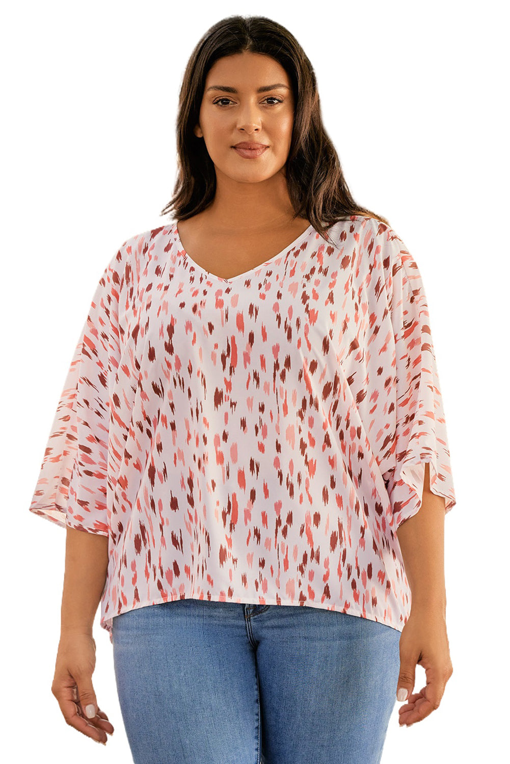 Chic pink dolman sleeve blouse for plus size fashionistas