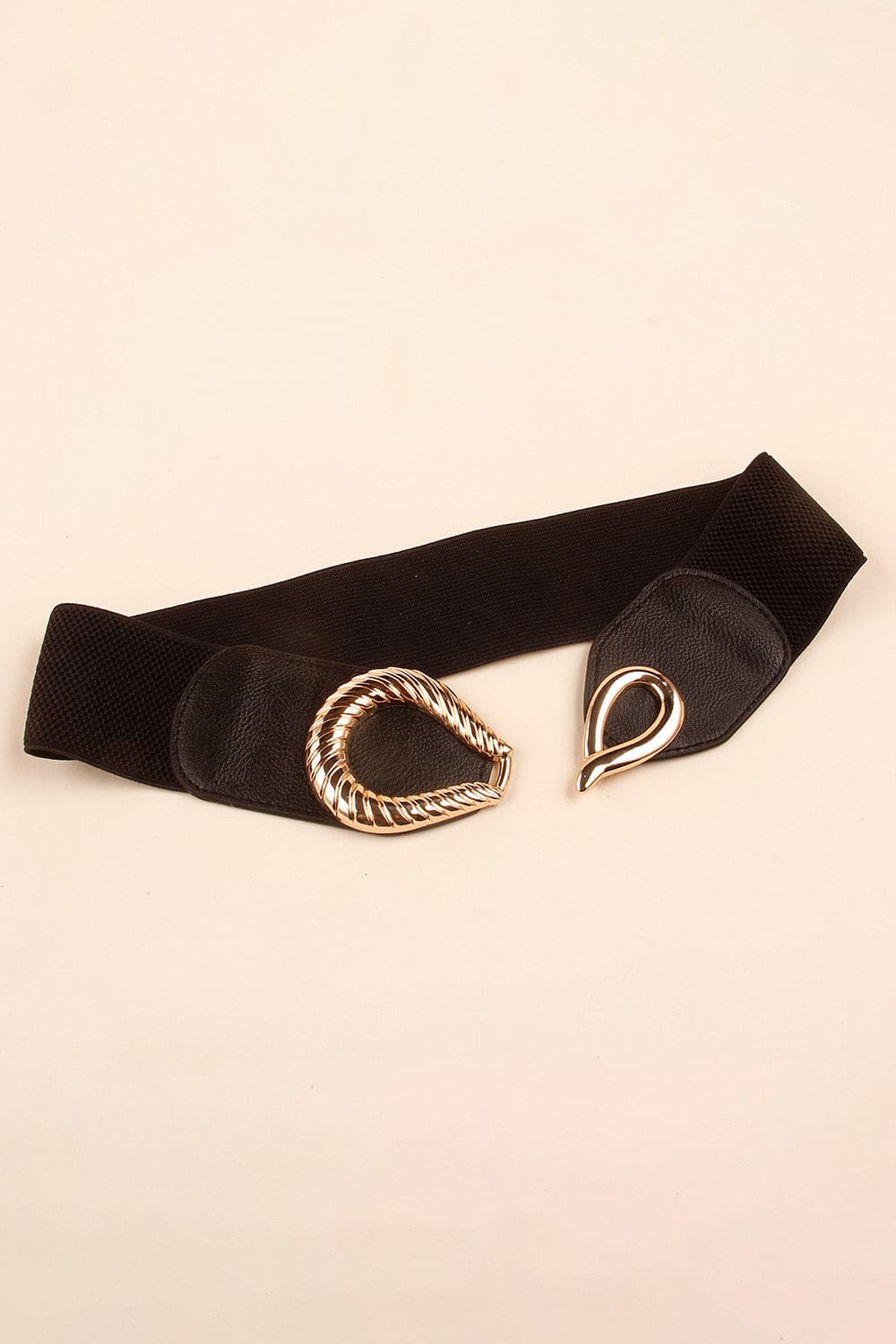 Ribbed Alloy Buckle Elastic Belt.