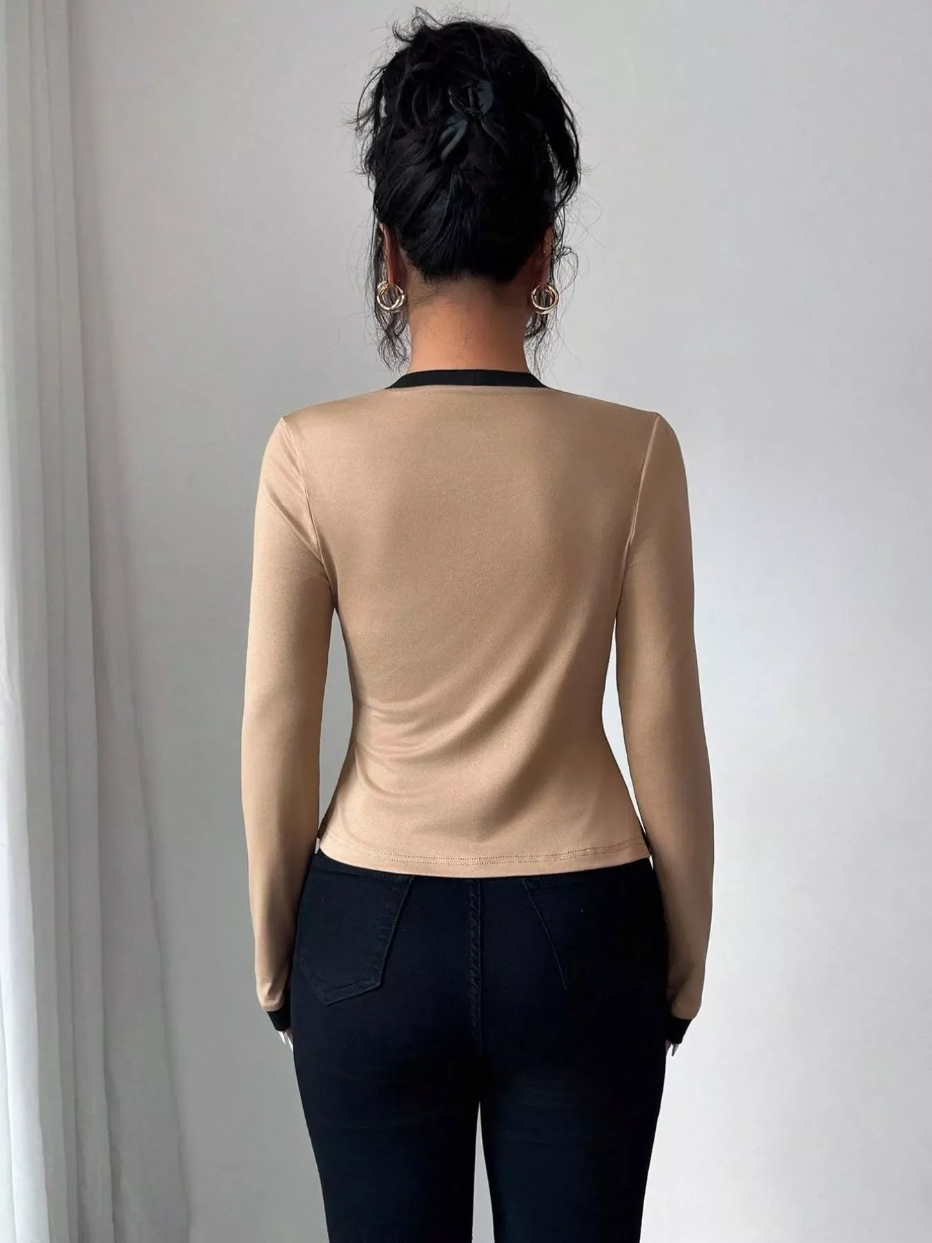 Contrast Trim Cardigan & Tank Top Set Simply Love
