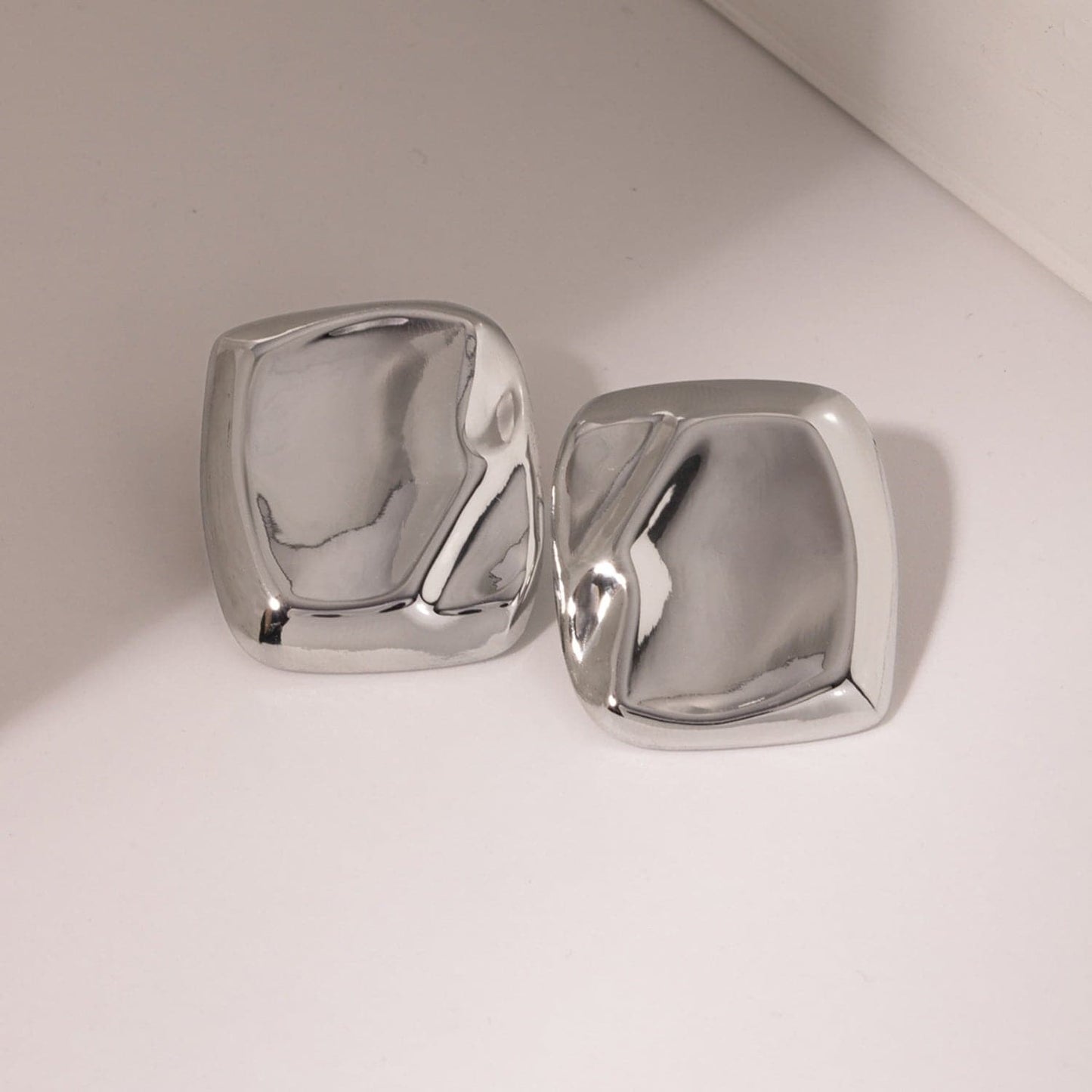 Stainless Steel Square Stud Earrings.