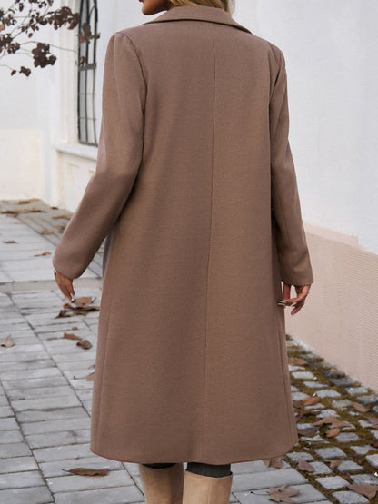 Lined long sleeve coat with pockets