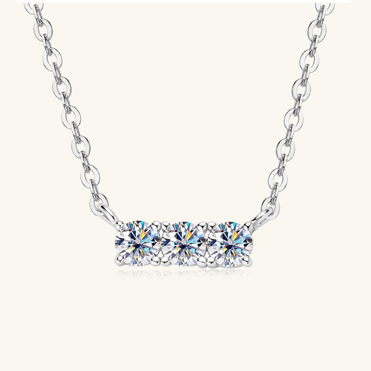 925 Sterling Silver Inlaid Moissanite Bar Necklace.