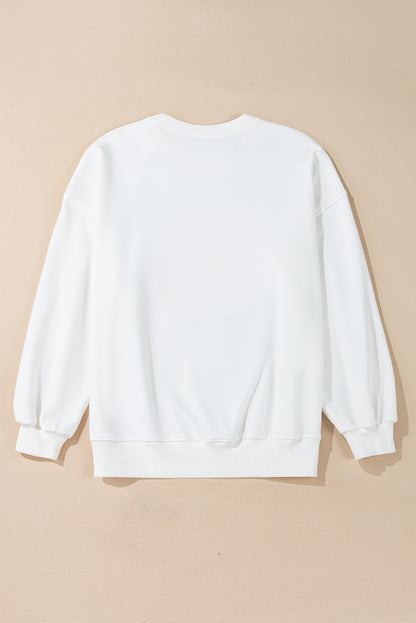 Autumn vibes: White pumpkin patch pullover sweatshirt