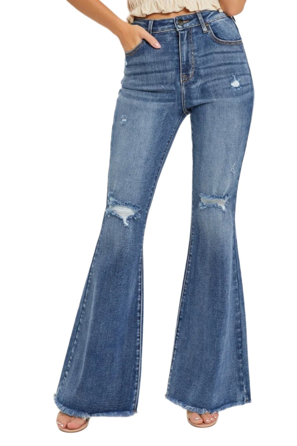 RISEN High Waist Distressed Fare Jeans.