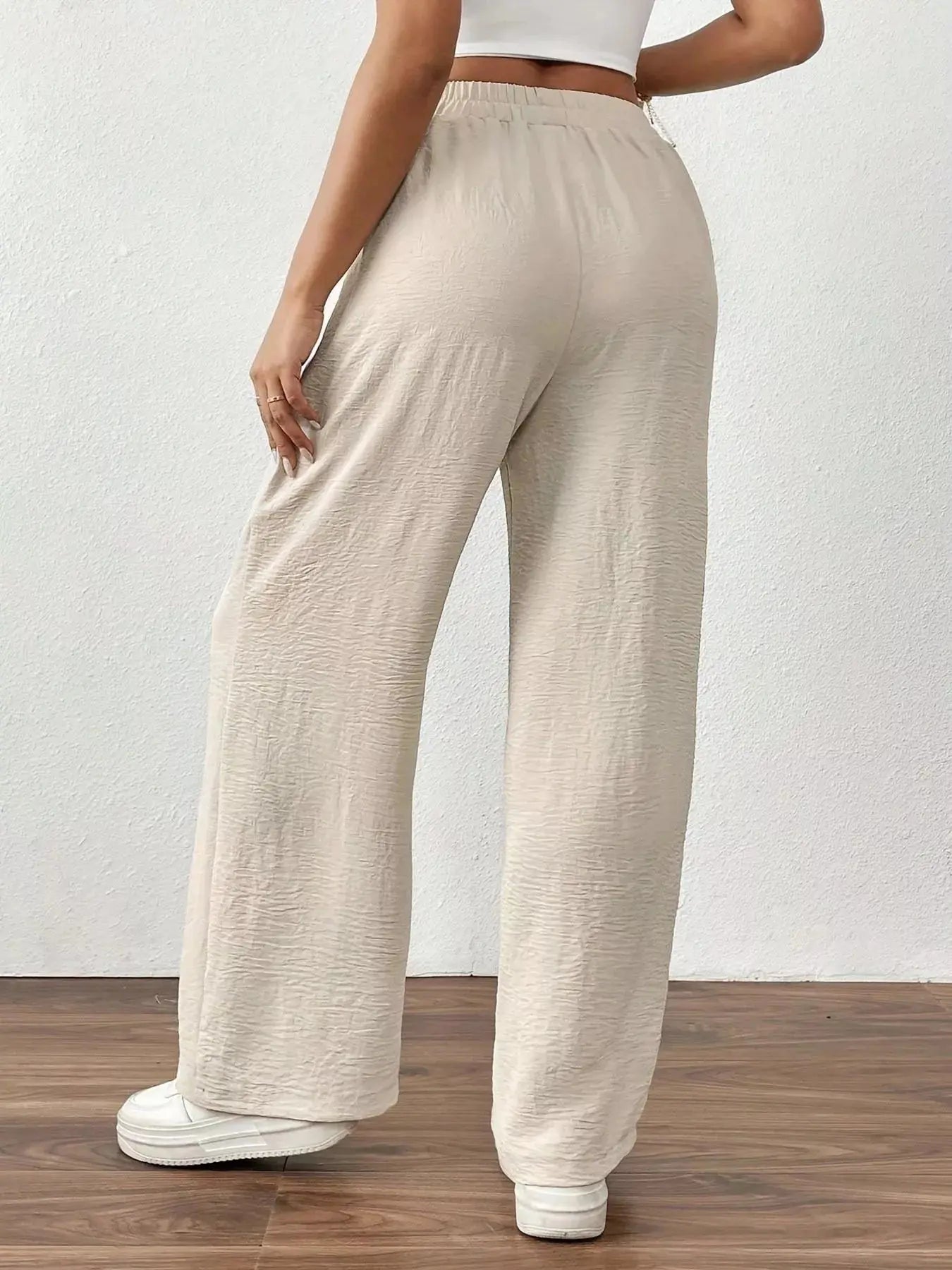 Casual Drawstring Wide Leg Pants Simply Love