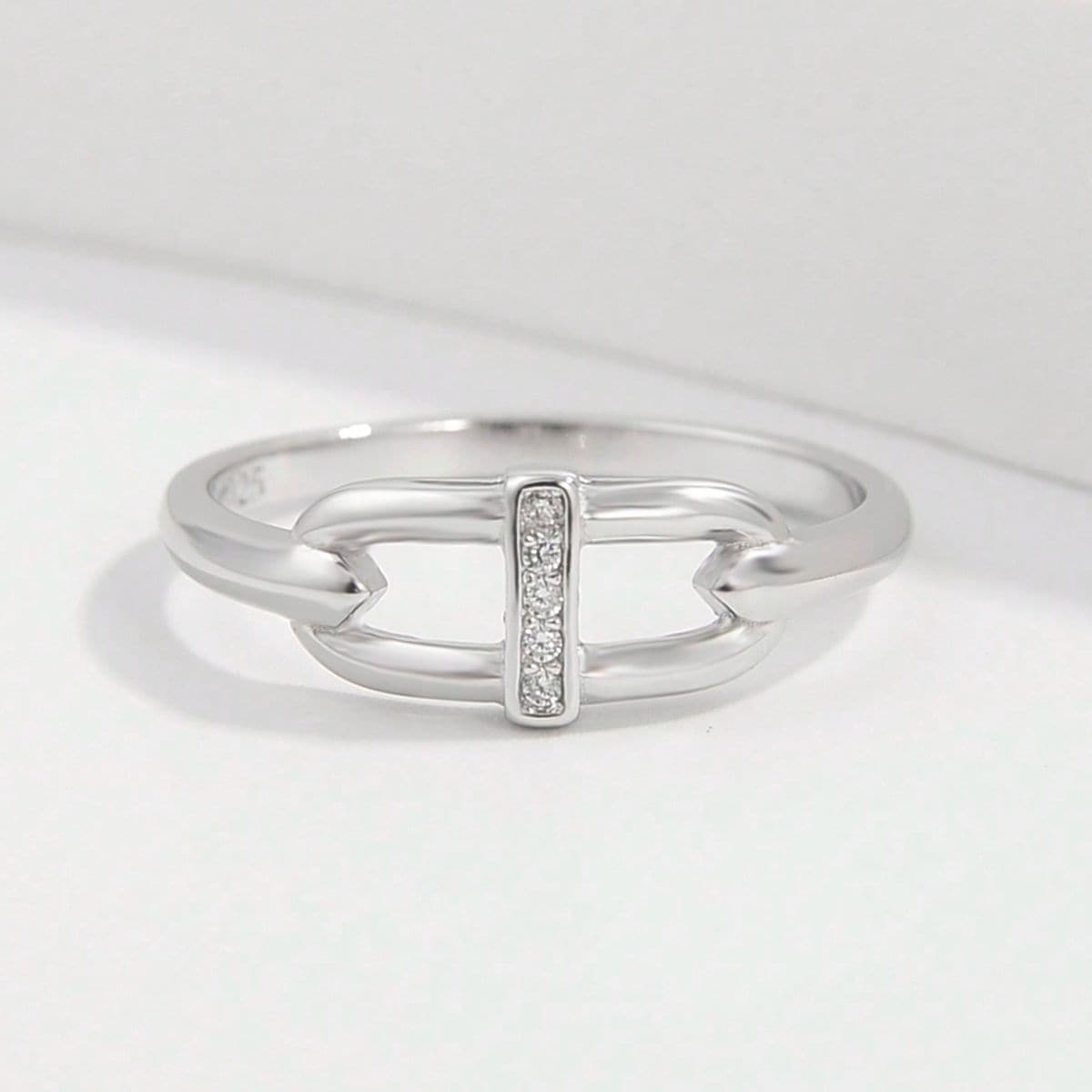 925 Sterling Silver Inlaid Zircon Ring.