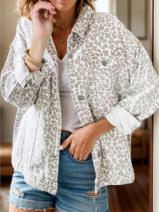 Leopard Print Denim Jacket - Love Salve 