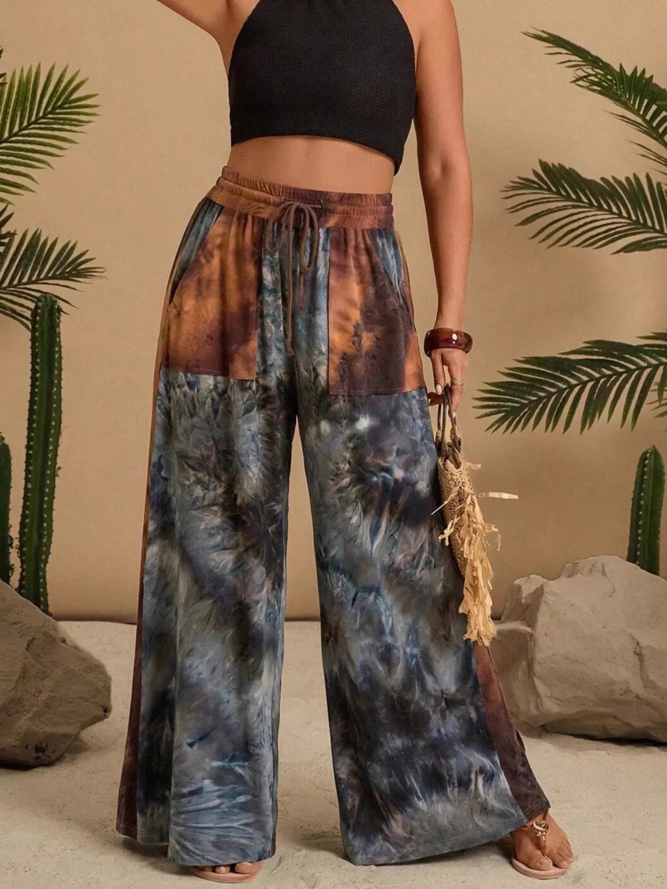 Full Size Tie-Dye Wide Leg Casual Pants Plus Size Simply Love