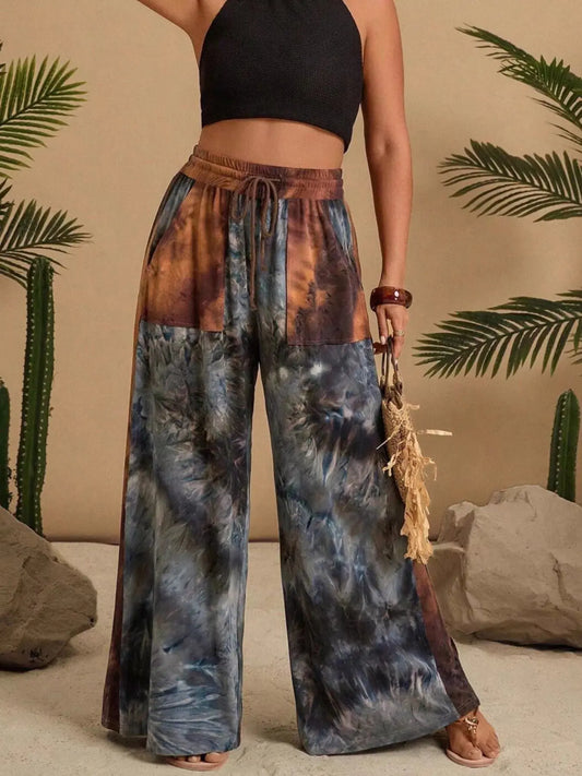 Full Size Tie-Dye Wide Leg Casual Pants Plus Size Simply Love