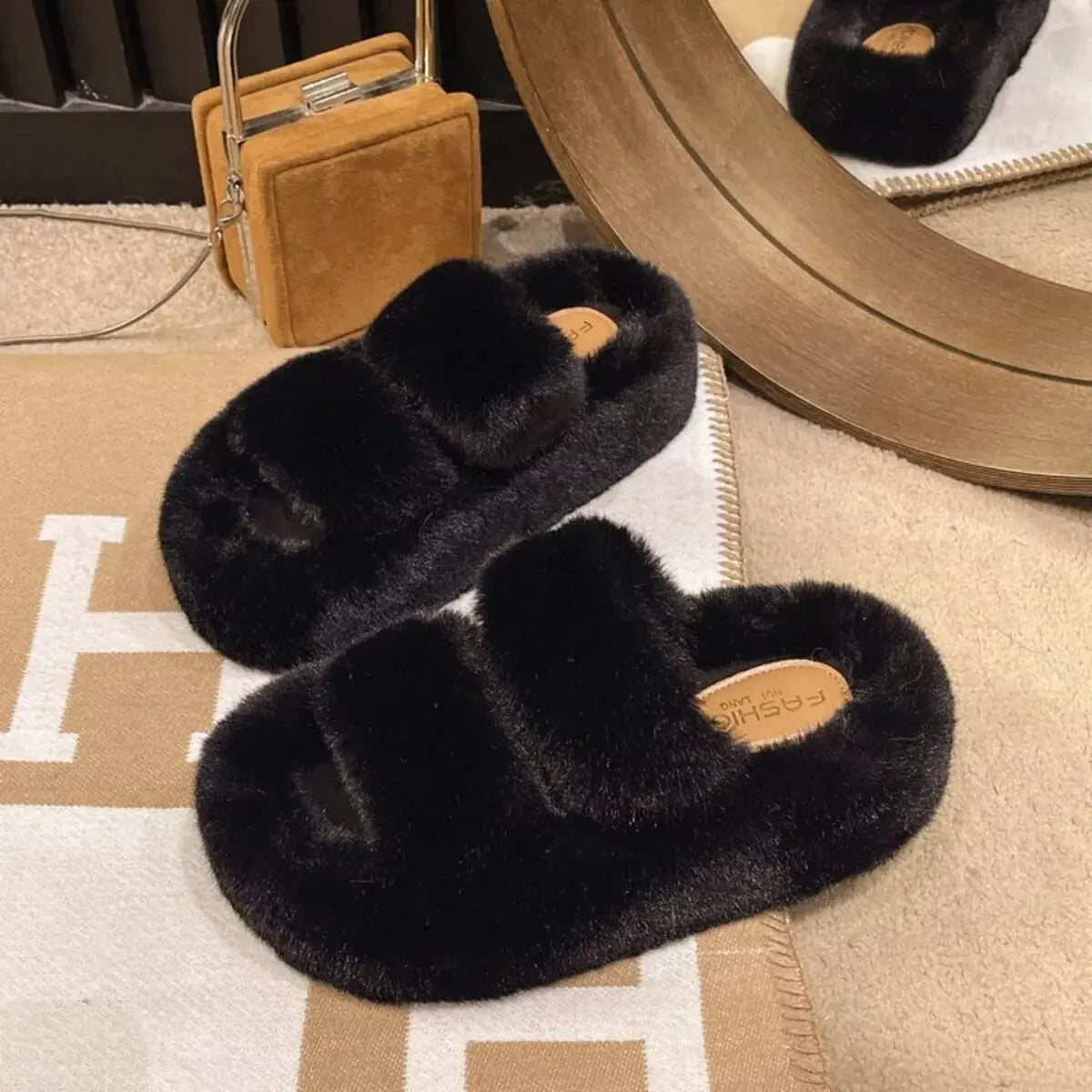 Fuzzy Open Toe Slippers Simply Love