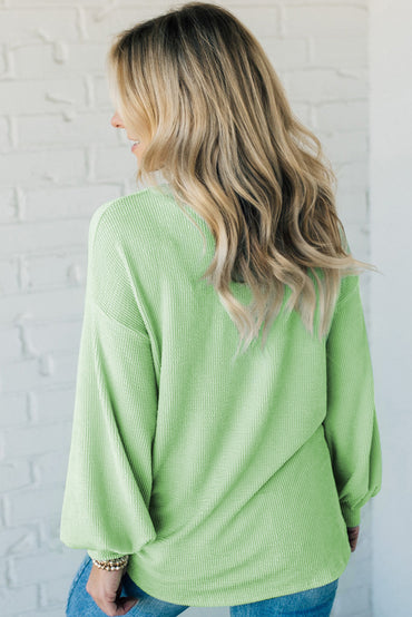 Moonlit jade ribbed pullover top