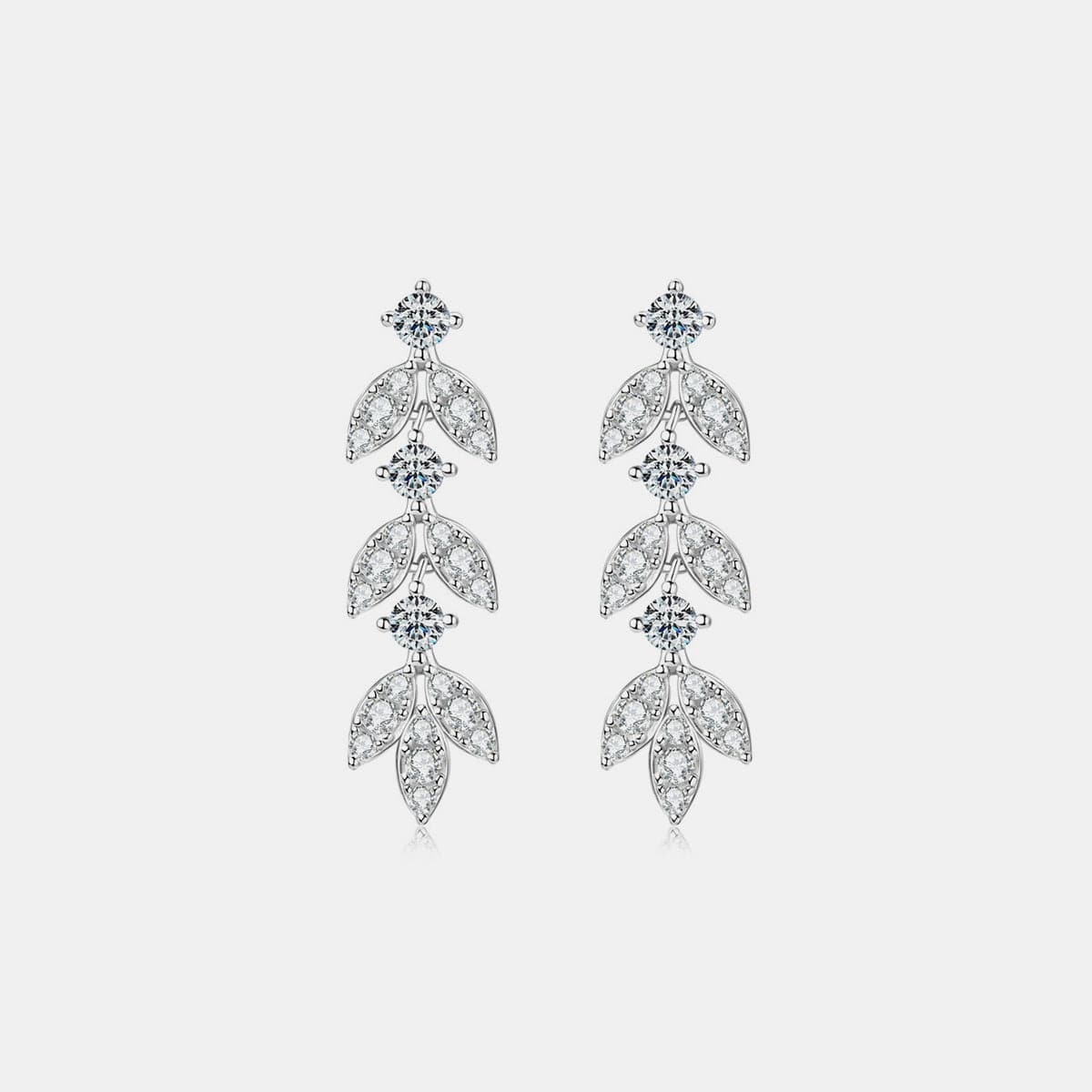 925 Sterling Silver Moissanite Leaf Earrings.