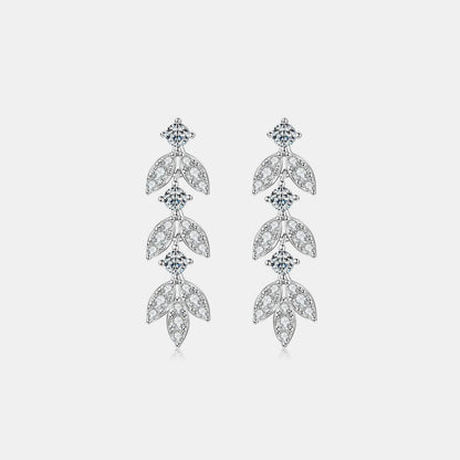 925 Sterling Silver Moissanite Leaf Earrings.