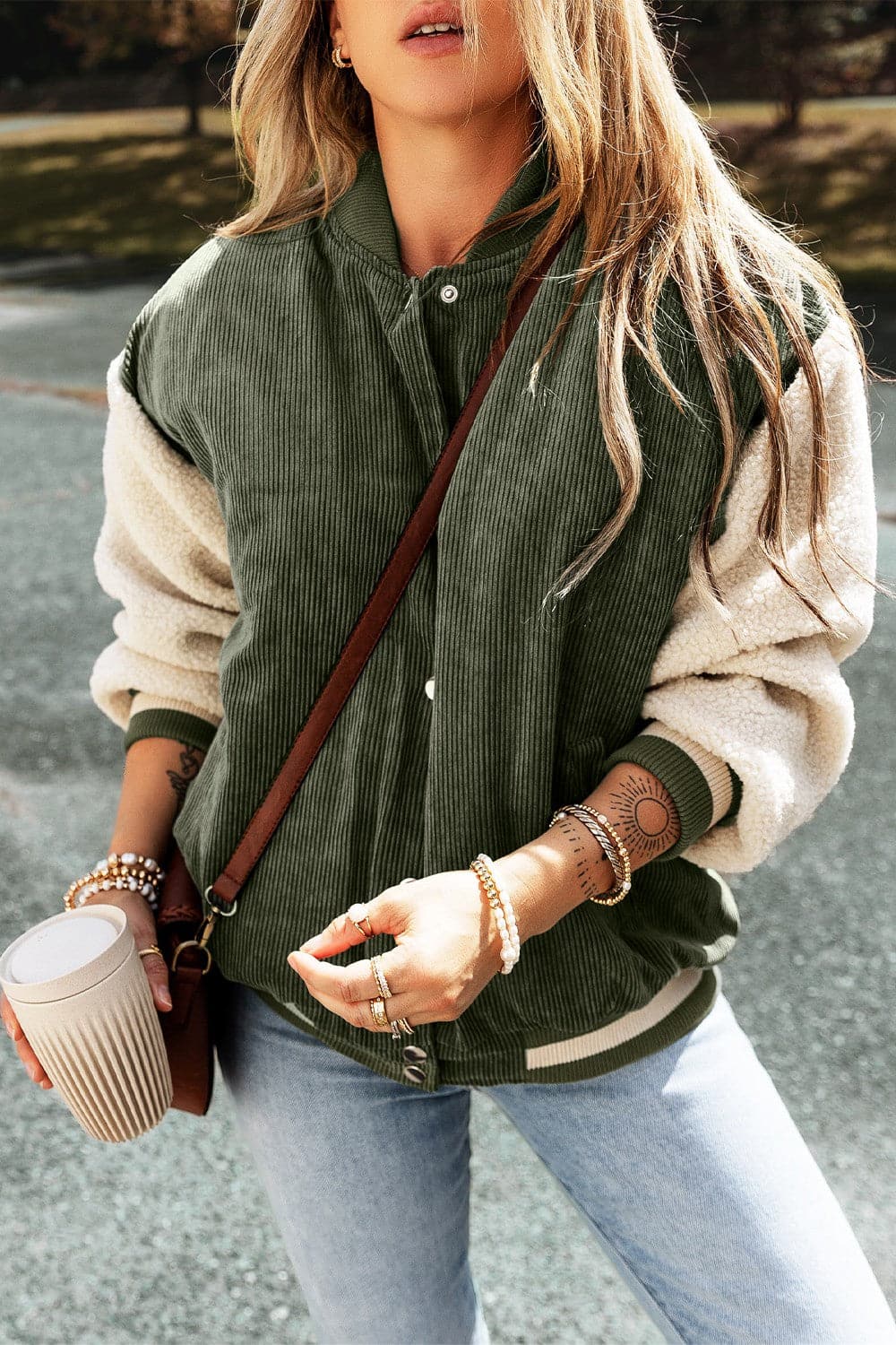 Chic long sleeve pocketed jacket