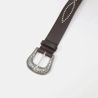 Sparkling rhinestone embellished PU leather belt