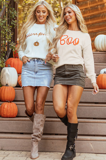 Cozy apricot "Boo" sweater