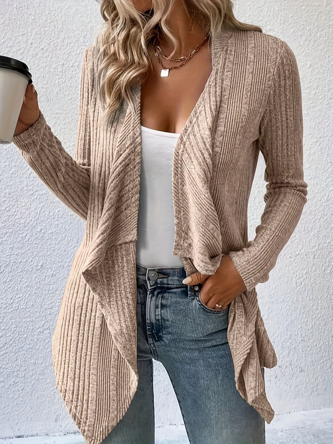 Open Front Long Sleeve Cardigan.