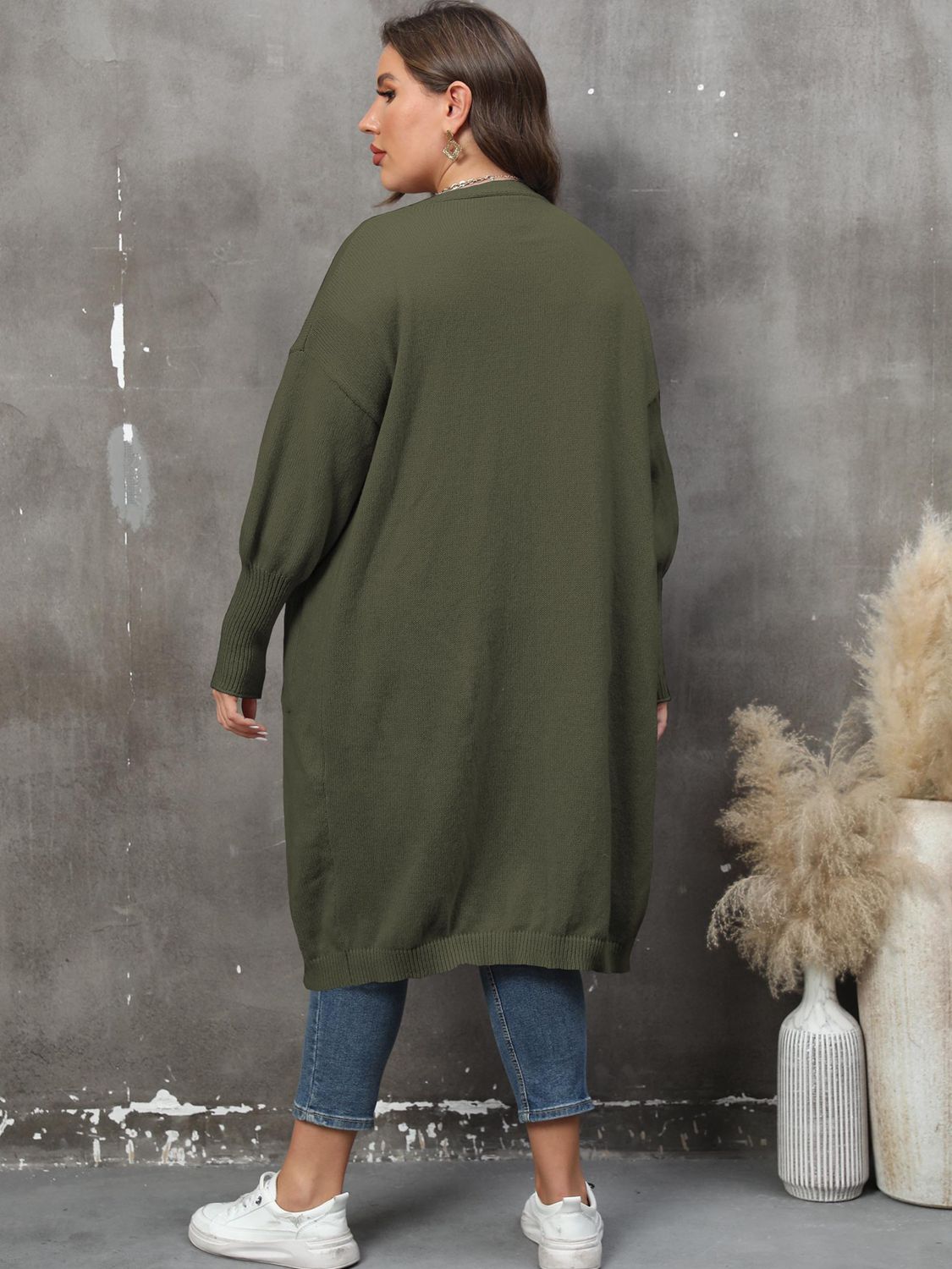 Plus Size Long Sleeve Pocketed Cardigan Coco’s Tee Boutique