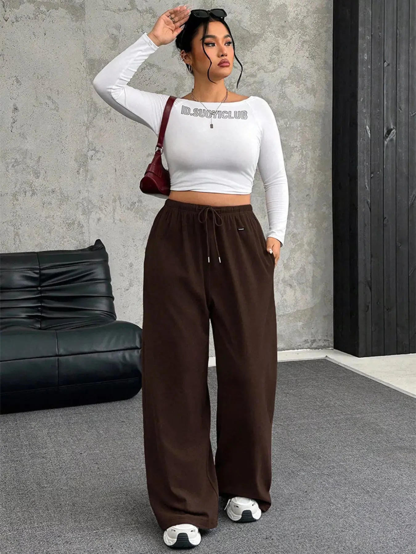 Full Size Drawstring Wide Leg Pants Plus Size Simply Love