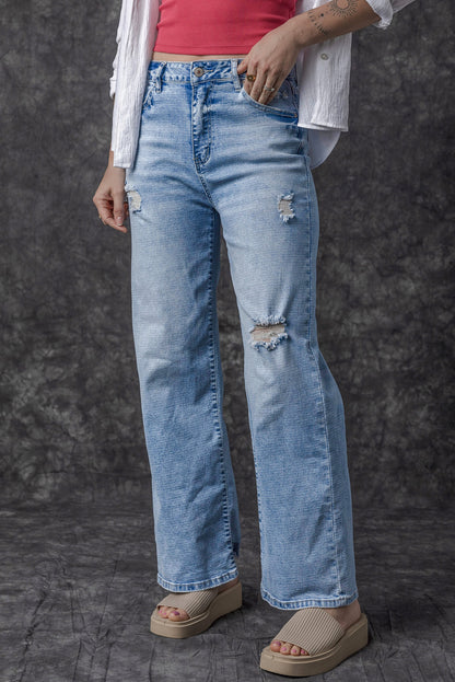 Chic light blue high rise jeans