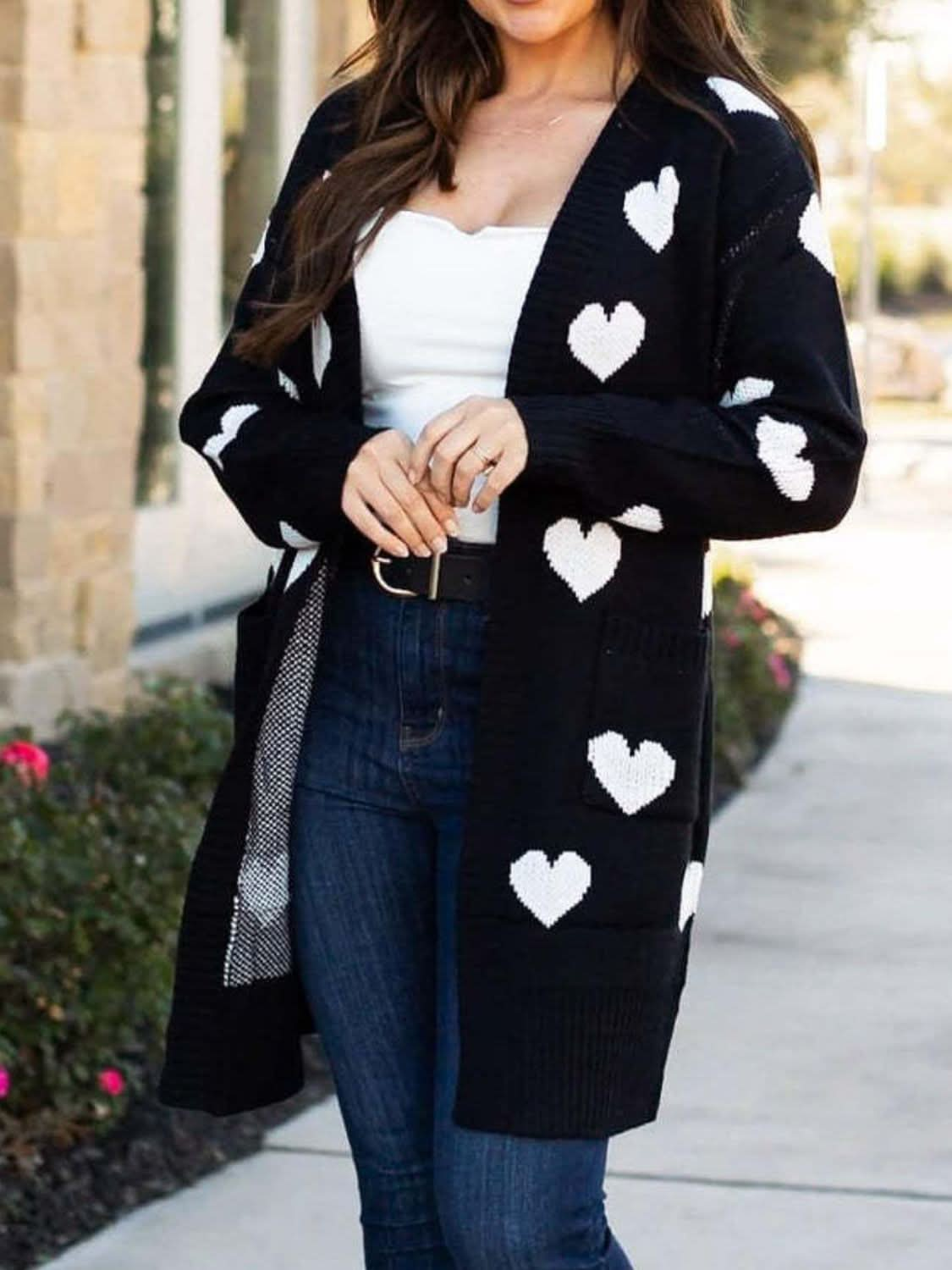 Cozy heart cardigan with pockets