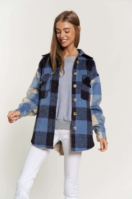 Plaid Utility Shacket with Pocket