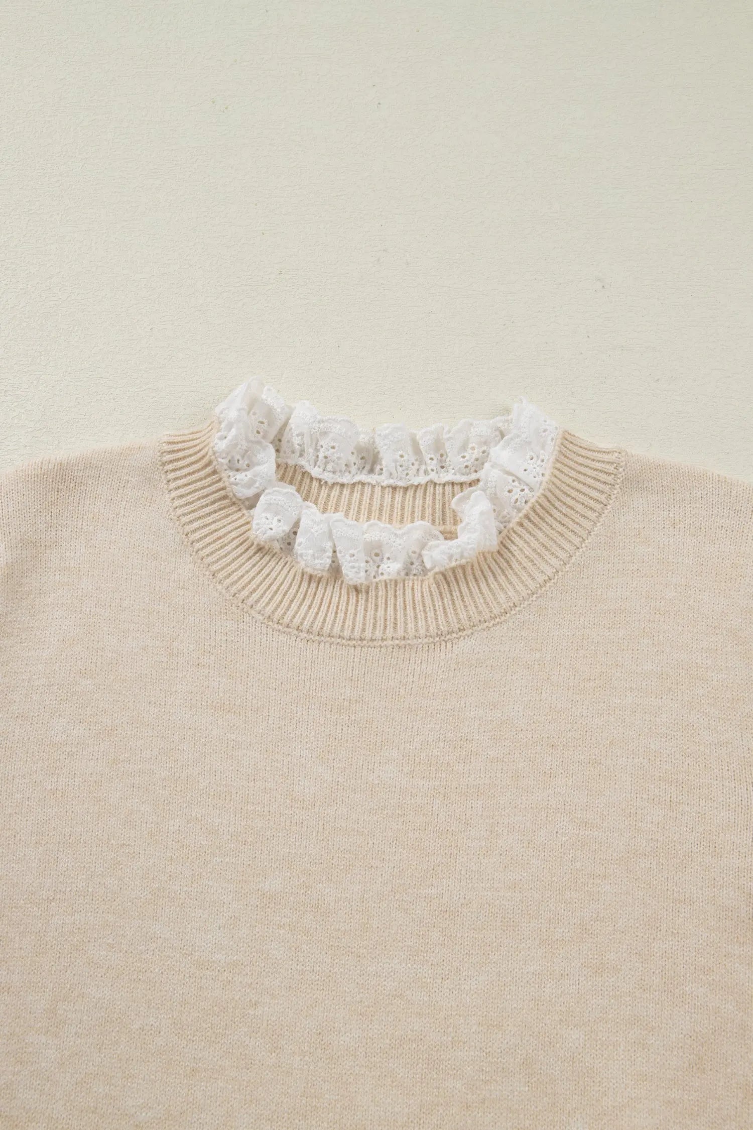 Jet Stream Lace Trim Patchwork Buttoned Cuffs Loose Sweater Dear-Lover Dropshipping