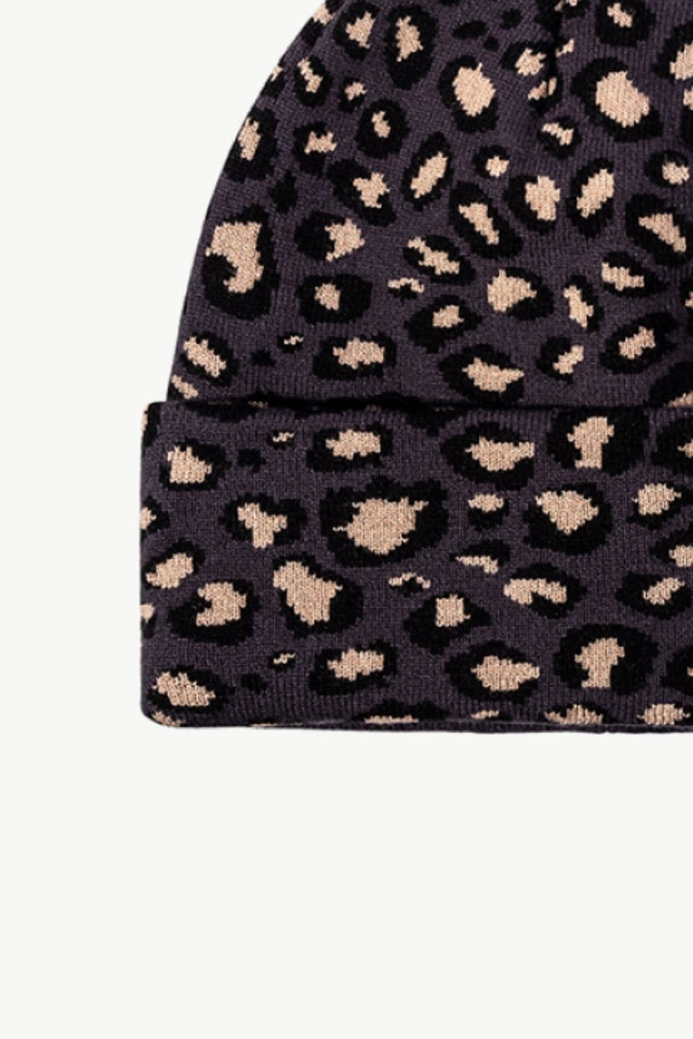 Leopard Pattern Cuffed Beanie.